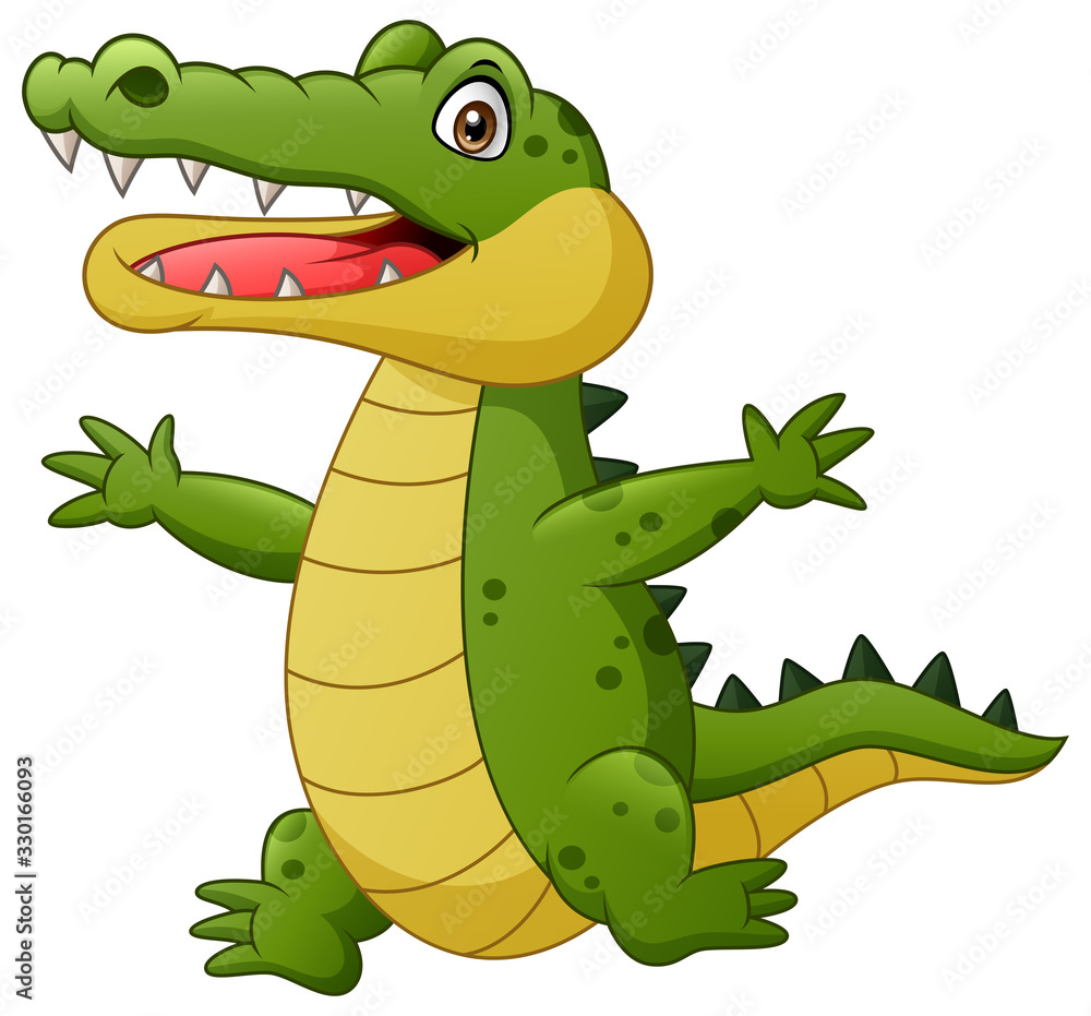 Fototapeta premium Cartoon crocodile happy. Vector illustration