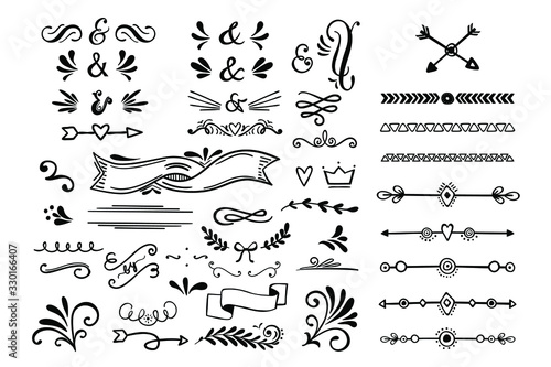set of calligraphic elements for design and scrapbook in vector