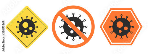 China battles Coronavirus outbreak. Coronavirus 2019-nC0V Outbreak. Travel Alert concept. Stop signs. Vector illustration.