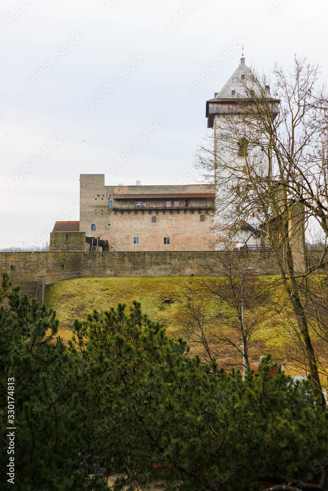 Spring view of medieval Hermann castle in Narva, Estonia