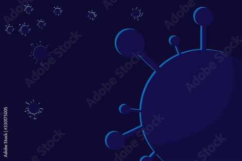 Covid-19 china wuhan pneumonia or corona-virus menace, pandemic contamination. Background. Deep blue. Molecular of corona