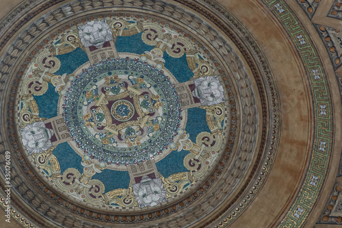 part of the round ceiling tiled azulejo in Portugal