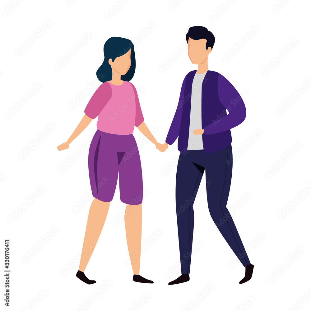 young couple avatar character icon vector illustration design young couple avatar character icon vector illustration design