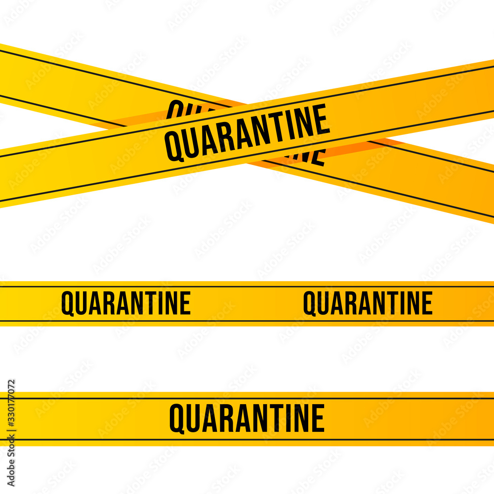 Yellow quarantine tape isolated on white background. Can be used