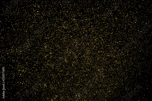 Gold Glitter Texture Isolated on Black. Amber Particles Color. Celebratory Background. Golden Explosion of Confetti. Design Element. Digitally Generated Image. Vector Illustration, Eps 10.