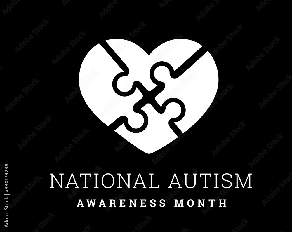Obraz premium National Autism Awareness Month. illustration with jigsaw puzzle heart
