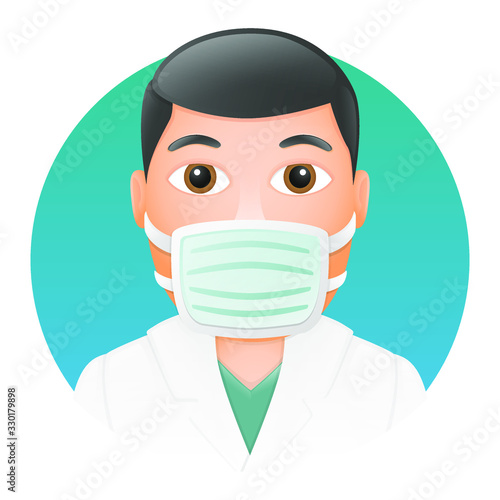 Medical Mask Emoji Doctor Face. Vector Design Art Trendy Communication. Chat Elements. Medical Virus Protection.