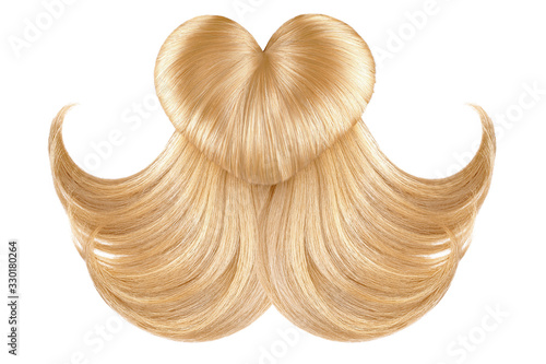 Hair heart on white, isolated. Blonde doughnut bun
