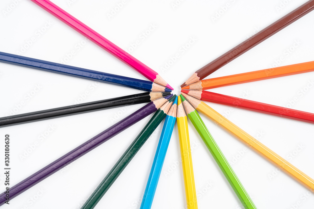 Colorful wooden pencils isolated on white background Colorful wooden pencils isolated on white background
