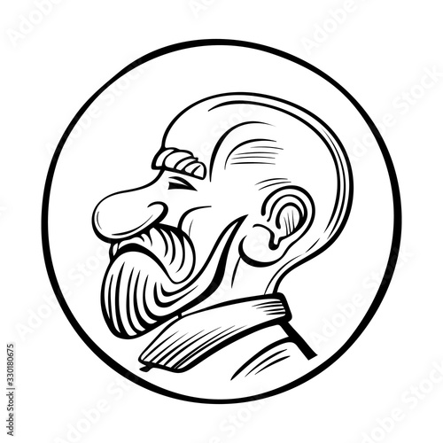 Vector illustration of a bald old man