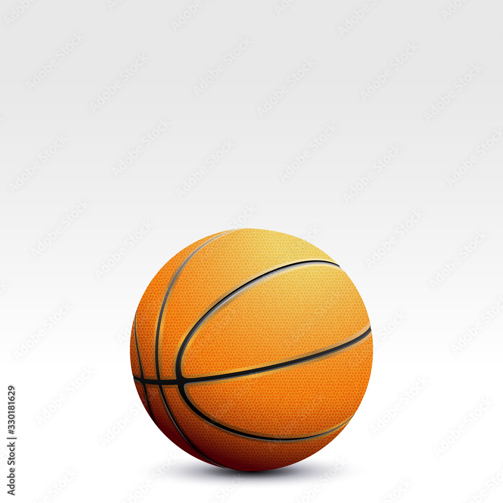 Realistic Basketball on the ground with shadow sport vector illustration