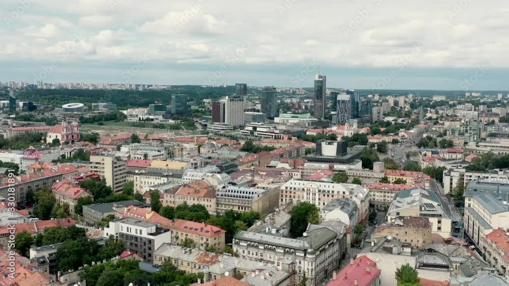 VILNIUS, LITHUANIA - JULY, 2019: Aerial panorama view of the city landscapes of Vilnius - old and new areas metropolis. VILNIUS, LITHUANIA - JULY, 2019: Aerial panorama view of the city landscapes of Vilnius - old and new areas metropolis.