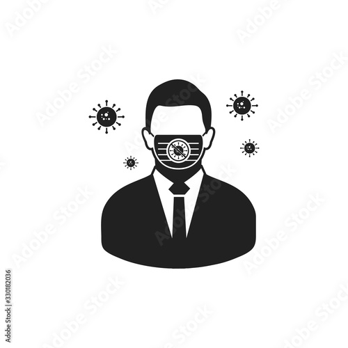 Anti-Bacterial, Virus Protecting Mask Icon. Editable Vector Symbol Illustration.