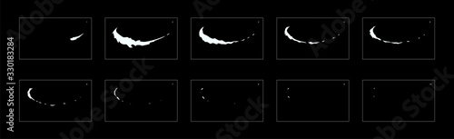 Shine animation effect. shiny trail effect sprite sheet.  frame by frame ready classic animation sprite sheet for game, cartoon, video, animation or motion
