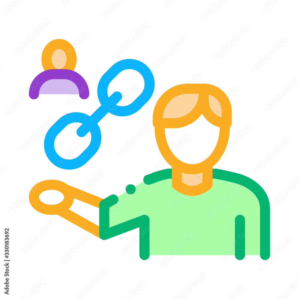 Human Hold Chain Icon Vector. Outline Human Hold Chain Sign. Isolated Contour Symbol Illustration Human Hold Chain Icon Vector. Outline Human Hold Chain Sign. Isolated Contour Symbol Illustration