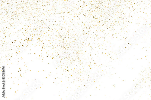 Gold Glitter Texture Isolated on White. Amber Particles Color. Celebratory Background. Golden Explosion of Confetti. Design Element. Digitally Generated Image. Vector Illustration, EPS 10.