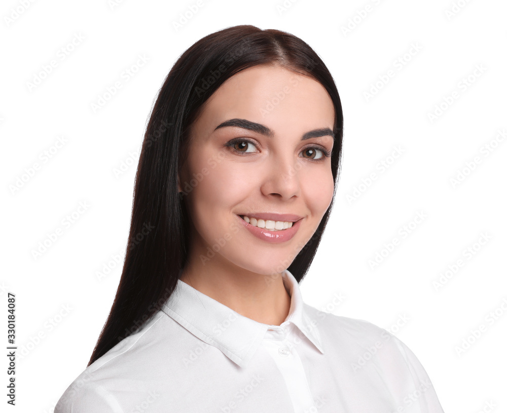 Portrait of young businesswoman on white background Portrait of young businesswoman on white background