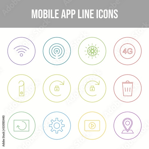 12 Mobile App Vector Icons in One Set.