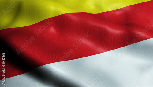3D Waving Germany City Flag of Munster Closeup View