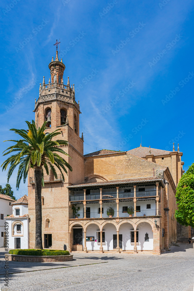 Catholic church Santa Maria la Mayor, in the town hall square of Ronda or Duchess of Parcent square. 12 / March / 2020