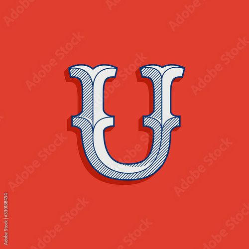 U letter logo in classic sport team style.