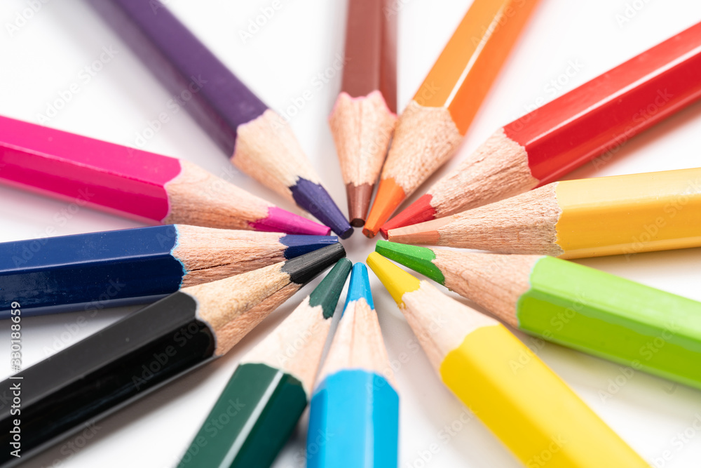 Colorful wooden pencils isolated on white background Colorful wooden pencils isolated on white background