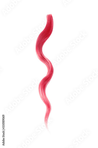 Pink hair wavy stripe on white, isolated
