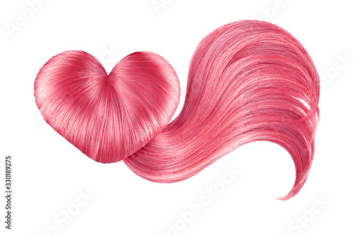 Hair heart on white  isolated. Pink doughnut bun