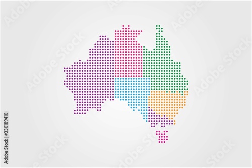 Dotted map of Australia, vector icon Illustration.