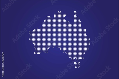 Dotted map of Australia, vector icon Illustration.