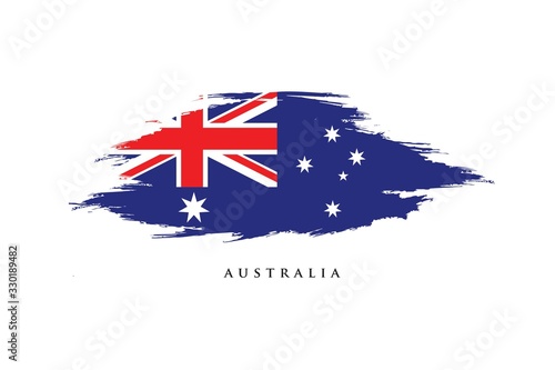 Flag of Australia, brush stroke background, vector icon Illustration
