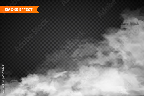  Realistic fog, mist effect. Smoke isolated on transparent background. Vector vapor in air, steam flow. Clouds.