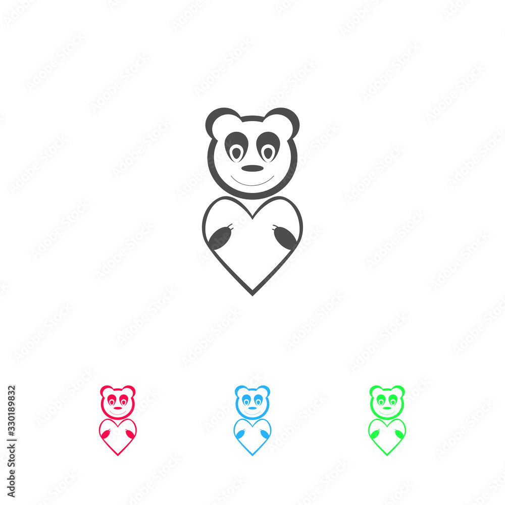 Bear Toy With Heart icon flat. Bear Toy With Heart icon flat.