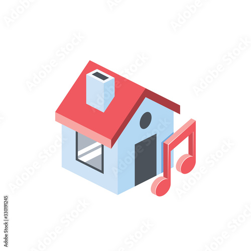 House music. Vector 3d isometric, color web icon, new flat style. Creative illustration design, graphic idea for infographics.