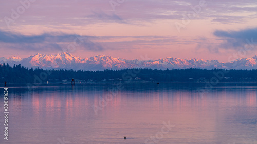 Sunrise Over Olympic Mountain Range