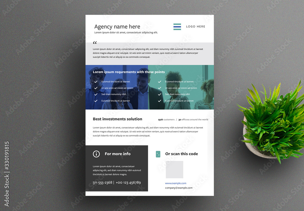 Business Flyer Layout with Blue and Green Gradient Overlay Element ...