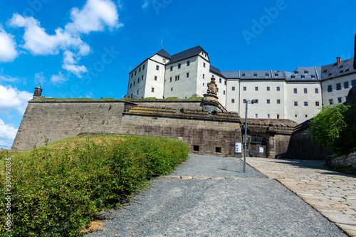 The walls of castle Koenigstein in the Saxon Switzerland