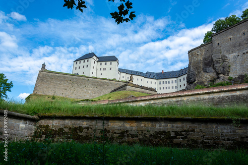 The walls of castle Koenigstein in the Saxon Switzerland