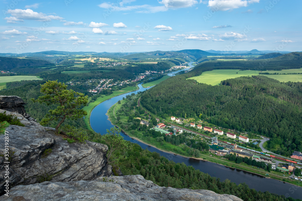 The river Elbe seen from the mountain Lilienstein