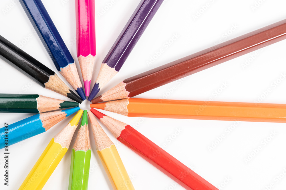 Colorful wooden pencils isolated on white background Colorful wooden pencils isolated on white background