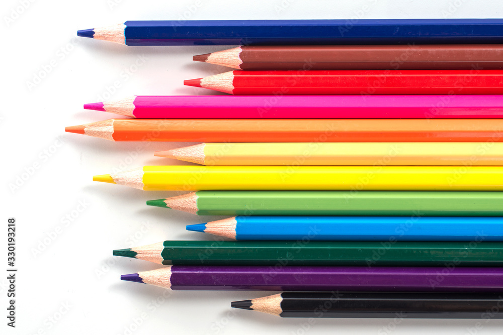 Color pencils isolated on white background.Close up. Color pencils isolated on white background.Close up.
