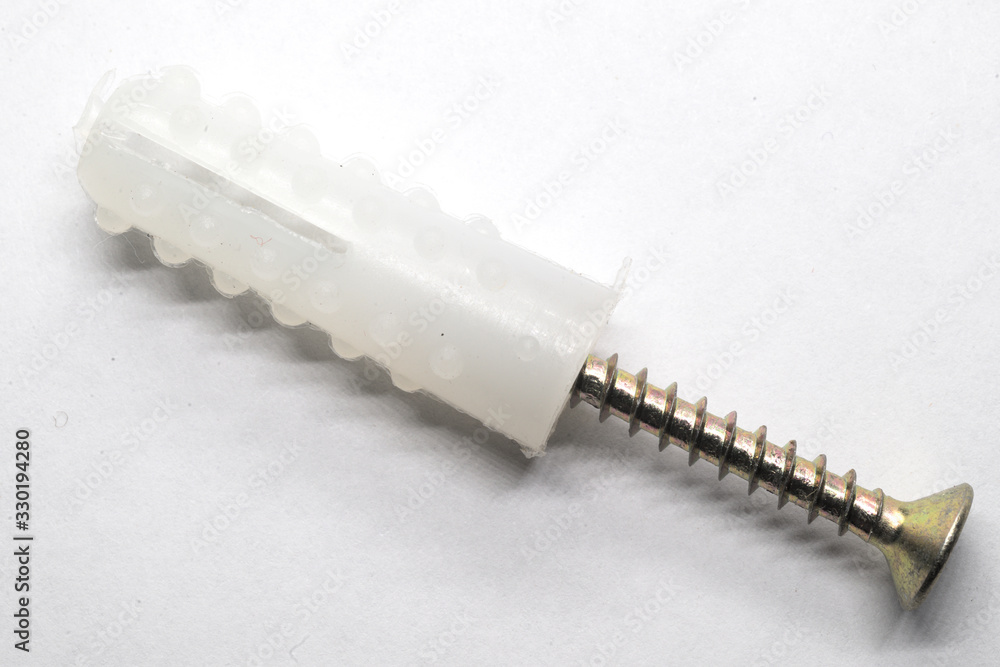 dowel with screw on a white background dowel with screw on a white background