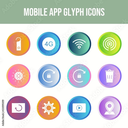 12 Mobile App Vector Icons in One Set.