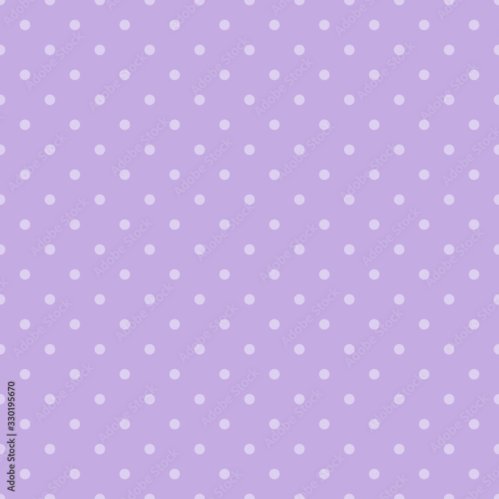 Simple vector seamless background. Polka dots on a delicate purple background. For use in design, printing, scrapbooking , and more.