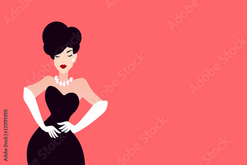 Vector of a beautiful stylish woman in fashion dress.
