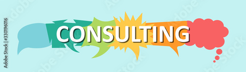Vector of colorful speech bubbles with the text consulting