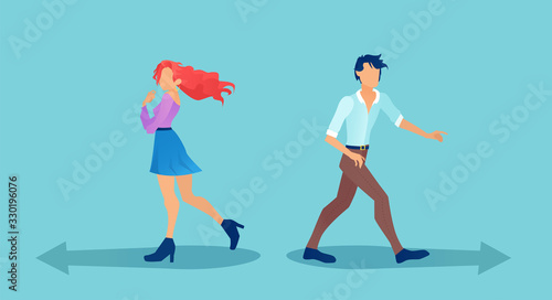 Vector of a young couple parting apart