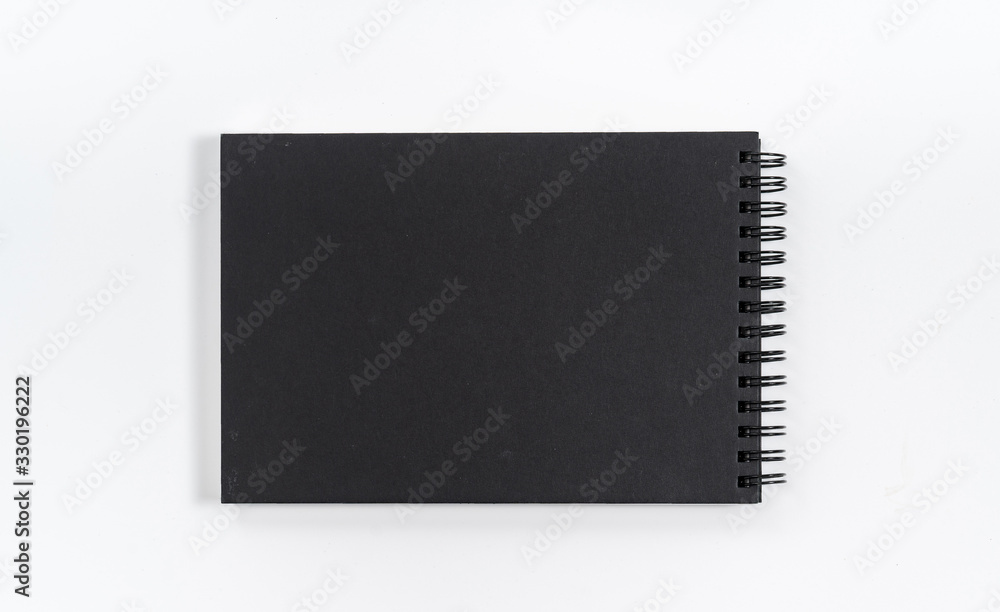 Business concept - Top view collection of black notebook on white background desk for mockup Business concept - Top view collection of black notebook on white background desk for mockup