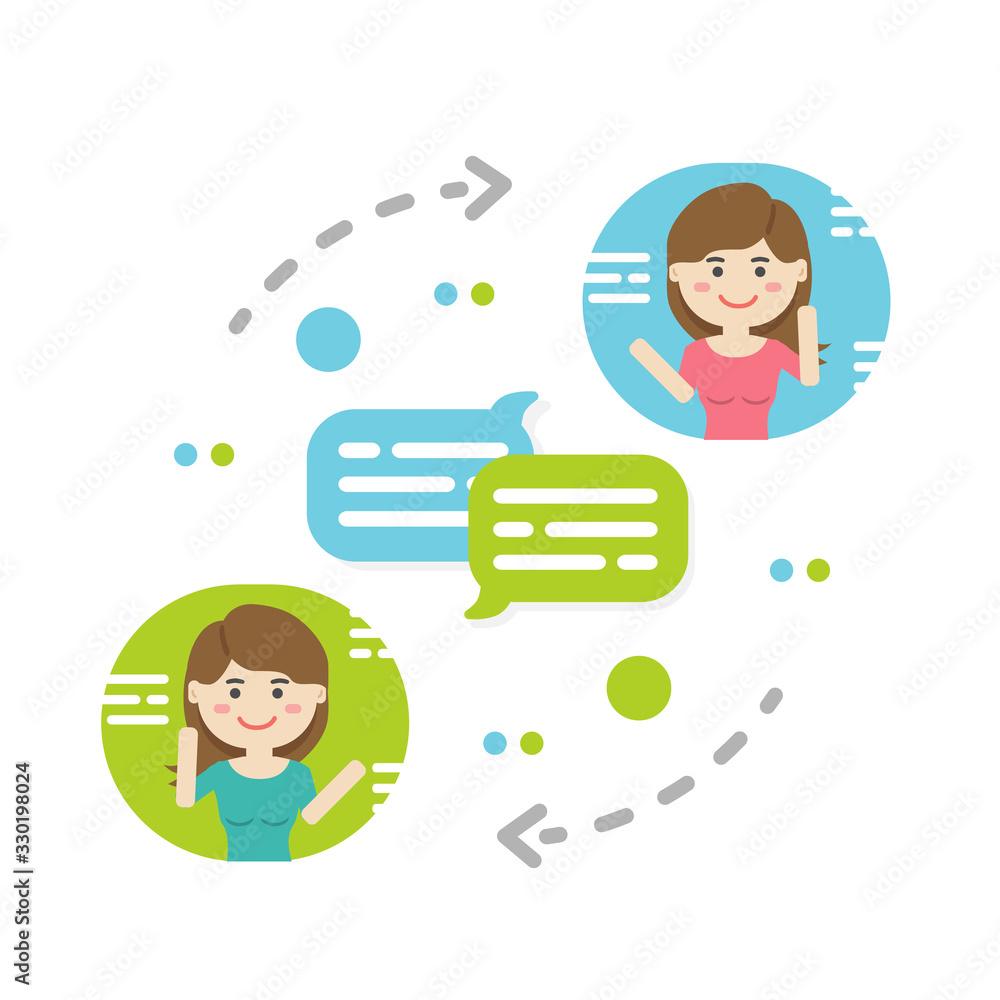 Businesswoman chat bubble, discuss social network, news Businesswoman chat bubble, discuss social network, news