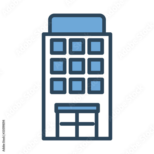 hospital building half line and color style icon